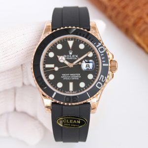 Clean Factory Rolex Yacht Master 40mm Black Dial 904L Steel Rose Gold Case Oysterflex Rubber Strap 1:1 Best Edition 2836/3235 Movement