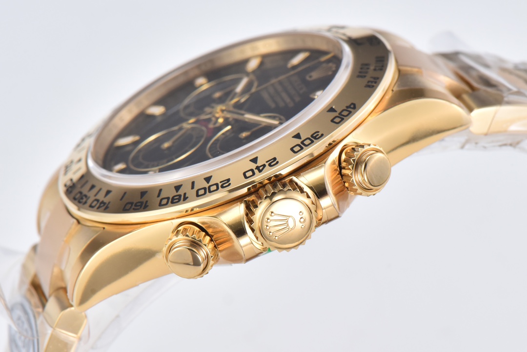Clean Factory Rolex Daytona Chronograph Black Dial Yellow Gold Bezel&Case&Bracelet 7750/4130 Movement - Image 4
