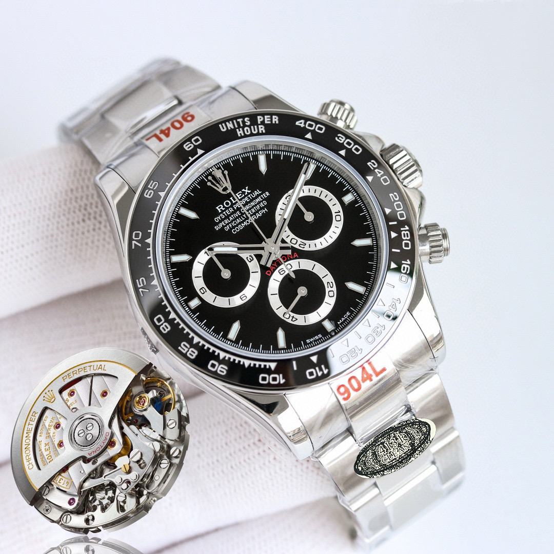 Clean Factory Rolex Daytona 126500 Black Dial Black Ceramic Bezel 904L Steel Bracelet 4131 Movement