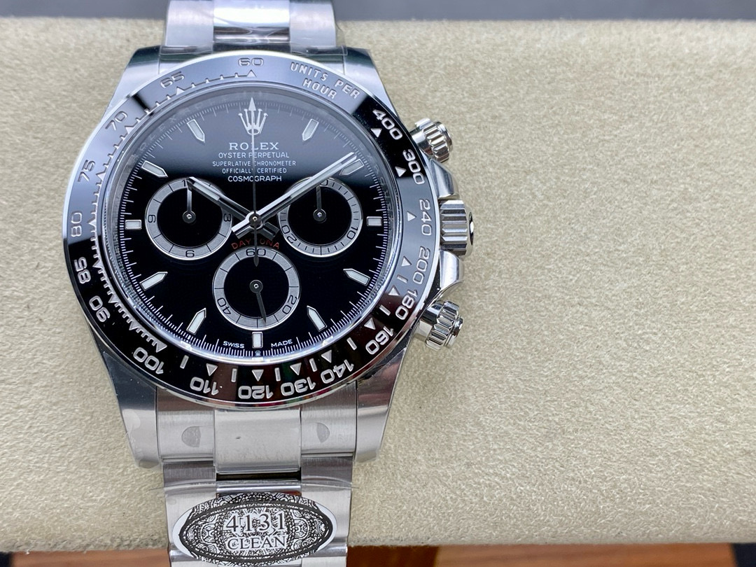 Clean Factory Rolex Daytona 126500 Black Dial Black Ceramic Bezel 904L Steel Bracelet 4131 Movement - Image 2