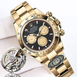 Clean Factory Rolex Daytona 126508 Black&Gold Dial Yellow Gold Bezel Yellow Gold Bracelet 4131 Movement