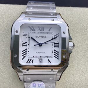 BV Factory Cartier De Santos 39.8mm White Dial 316L Steel Case&Bracelet 1847 MC Movement 39.8X47.5X9.08mm