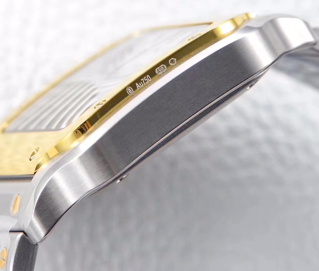 BV Factory Cartier De Santos 35.1mm White Dial Yellow Gold Bezel 316L Steel Case&Bracelet 1847 MC Movement 35.1mm - Image 7