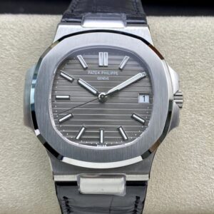 3K Factory Patek Philippe Nautilus 5711G Grey Dial Stainless Steel Case Leather Strap 324SC Movement 40mm