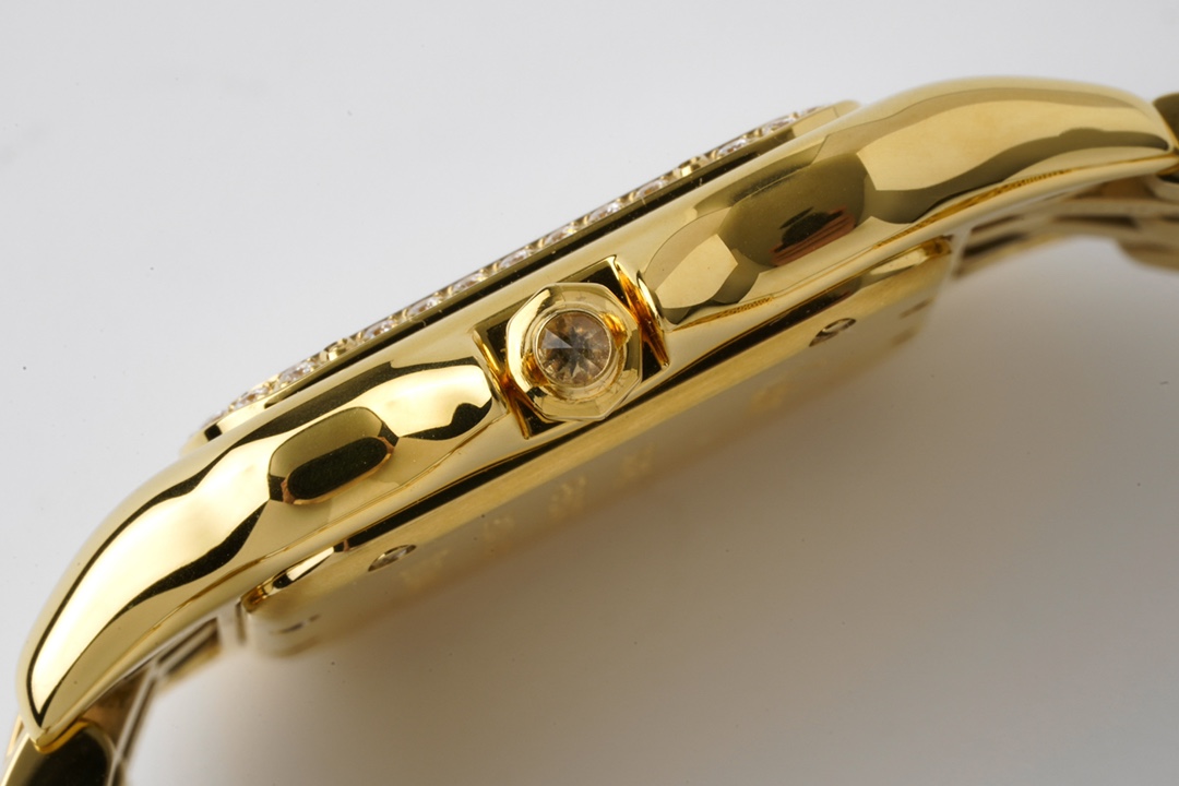 BV Factory Cartier Panthère 27mm White Dial Diamonds Bezel Yellow Gold Case&Bracelet Swiss Quartz Movement 27X37mm - Image 5