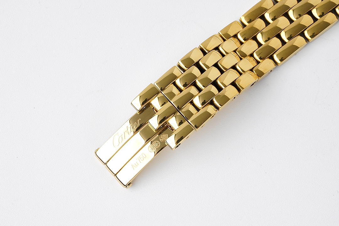 BV Factory Cartier Panthère 27mm White Dial Diamonds Bezel Yellow Gold Case&Bracelet Swiss Quartz Movement 27X37mm - Image 9