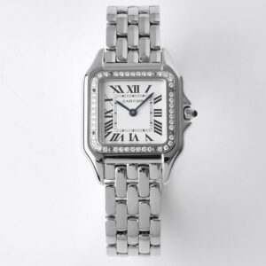 BV Factory Cartier Panthère 27mm White Dial Diamonds Bezel 316L Steel Case&Bracelet Swiss Quartz Movement 27X37mm