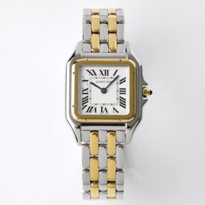 BV Factory Cartier Panthère 27mm White Dial Yellow Gold Bezel 316L Steel Case&Bracelet Swiss Quartz Movement 27X37mm