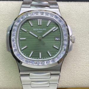 3K Factory Patek Philippe Nautilus 5711 Green Dial Diamond Bezel 316L Steel Bracelet 26-330SC Movement 40mm