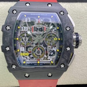 KV Factory Richard Mille RM11-03 Carbon Fiber Case Red Rubber Strap RMAC3 Movement 50mm