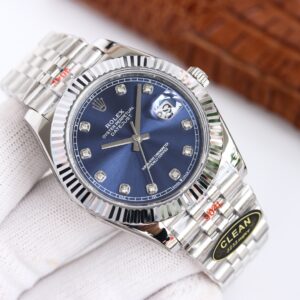 Clean Factory Rolex Datejust 126334 Blue Diamond Dial Sluted Bezel Oyster/Jubilee Bracelet 904L Steel 3235 Movement 41mm Mens Watch