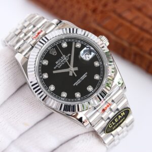 Clean Factory Rolex Datejust 126334 Black Diamond Dial Fluted Bezel Oyster/Jubilee Bracelet 904L Steel 3235 Movement 41mm Mens Watch
