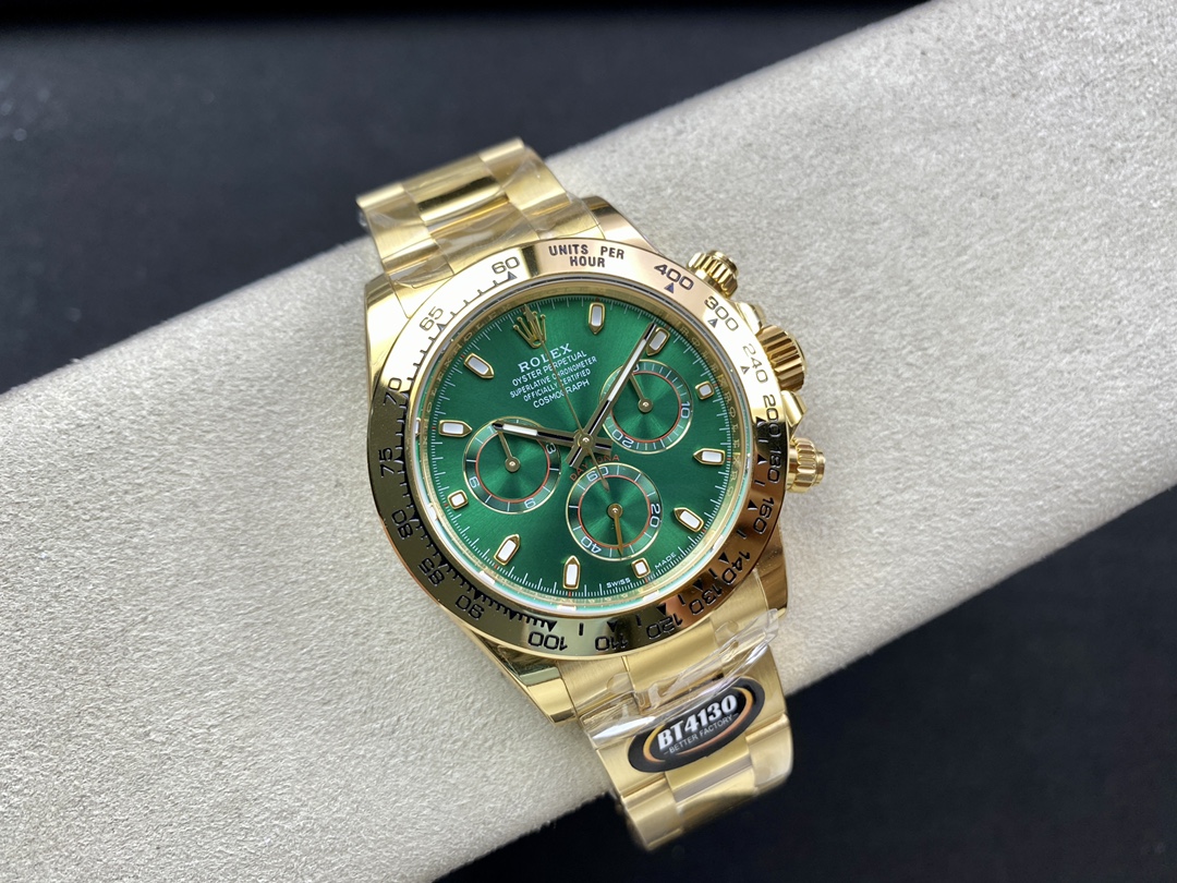 BT Factory Rolex Daytona Chronograph 116508 Green Dial Yellow Gold Bezel&Case 4130 Movement 40mm - Image 4