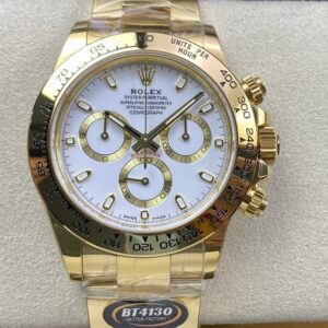 BT Factory Rolex Daytona Chronograph 116508 White Dial Yellow Gold Bezel&Case 4130 Movement