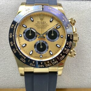 BT Factory Rolex Daytona Chronograph 116518 Gold&Black Dial Ceramic Bezel Yellow Gold Case Rubber Strap4130 Movement 40mm