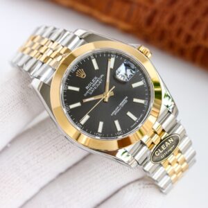 Clean Factory Rolex Datejust 126303 Black Dial Domed Yellow Gold Bezel Oyster/Jubilee Bracelet 904L Steel 3235 Movement 41mm Mens Watch