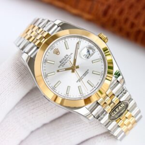 Clean Factory Rolex Datejust 126303 Silver Dial Domed Yellow Gold Bezel Jubilee Bracelet 904L Steel 3235 Movement Mens Watch