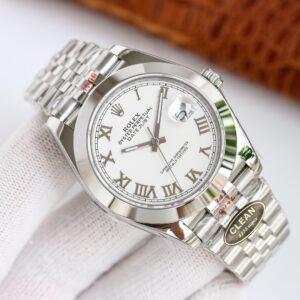 Clean Factory Rolex Datejust 126300 White Roman Dial Domed Bezel Oyster/Jubilee Bracelet 904L Steel 3235 Movement 41mm Mens Watch
