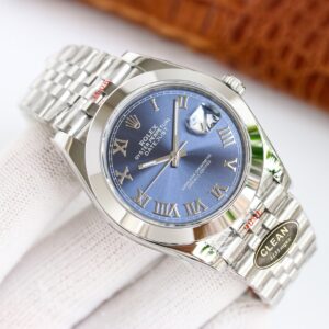 Clean Factory Rolex Datejust 126300 Blue Roman Dial Smooth Bezel Oyster/Jubilee Bracelet 904L Steel 3235 Movement 41mm Mens Watch
