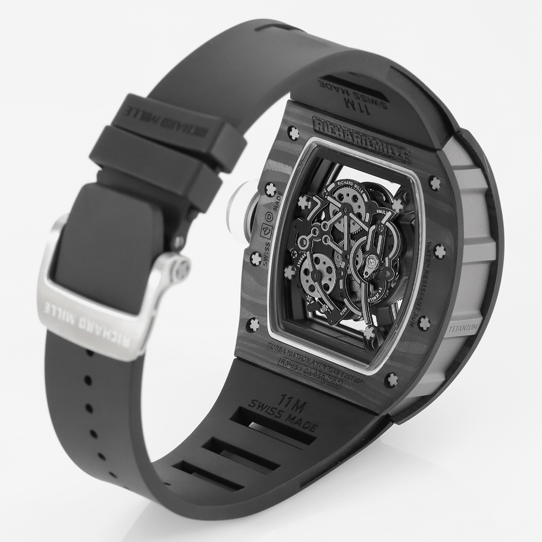 KV Factory Richard Mille RM055 Carbon Fiber Case Skeleton Dial Black Rubber Strap RMUL2 Movement 50mm - Image 9