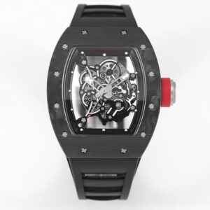 KV Factory Richard Mille RM055 Carbon Fiber Case Skeleton Dial Black Rubber Strap RMUL2 Movement 50mm