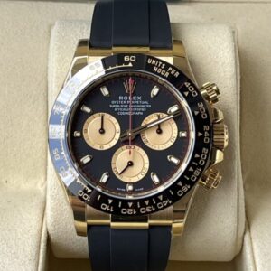 BT Factory Rolex Daytona Chronograph 116518 Black&Gold Dial Ceramic Bezel Yellow Gold Case Rubber Strap 4130 Movement 40mm