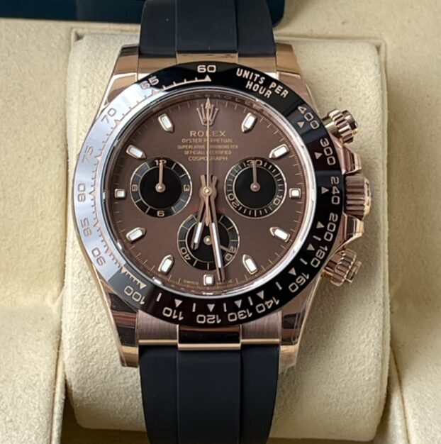 BT Factory Rolex Daytona Chronograph 116515 Chocolate&Black Dial Ceramic Bezel Everose Gold Case Rubber Strap 4130 Movement 40mm