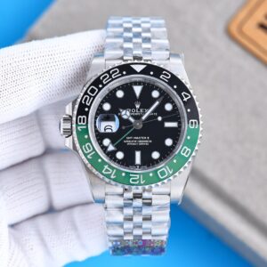 Clean Factory Rolex GMT Master Black Dial Green & Black Ceramic Bezel "Sprite" 904L Jubilee Bracelet 3186/3285 Movement 40mm