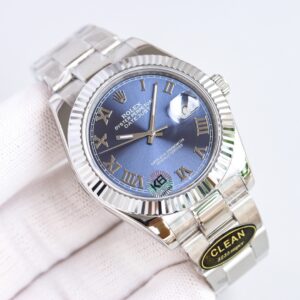Clean Factory Rolex Datejust 126334 Blue Roman Dial Fluted Bezel Oyster/Jubilee Bracelet 904L Steel 3235 Movement 41mm Mens Watch