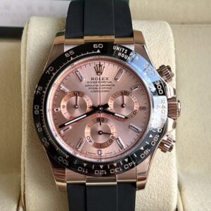 BT Factory Rolex Daytona Chronograph 116515 Everose Gold Dial With Diamonds Ceramic Bezel Everose Gold Case Rubber Strap 4130 Movement 40mm