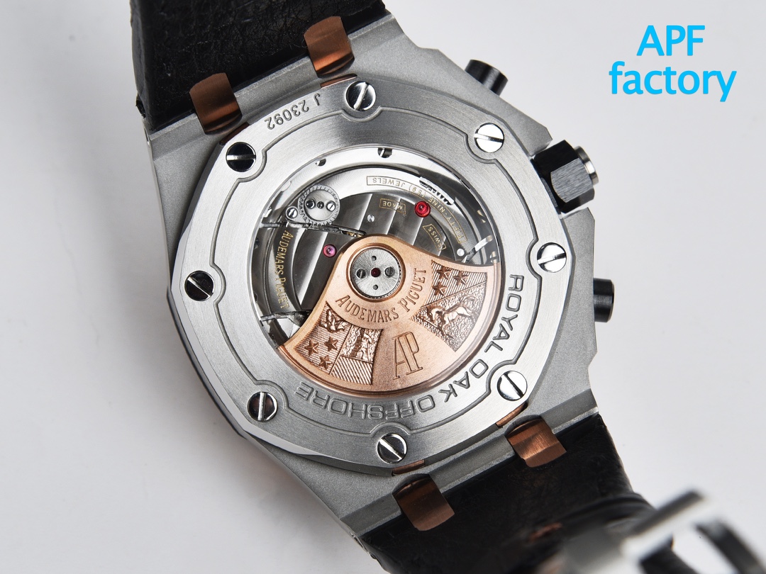 APF Factory Audemars Piguet Royal Oak Offshore 26470 Blue&Black Rose Gold Bezel 316L Steel Case Leather Strap 3126 Movement 42mm - Image 8
