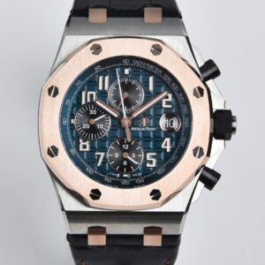 APF Factory Audemars Piguet Royal Oak Offshore 26470 Blue&Black Rose Gold Bezel 316L Steel Case Leather Strap 3126 Movement 42mm