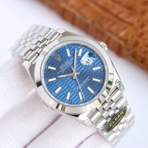 Clean Factory Rolex Datejust 126300 Blue Fluted Motif Dial Smooth Bezel Oyster/Jubilee Bracelet 904L Steel 3235 Movement 41mm Mens Watch