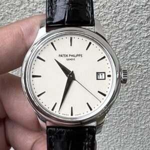 3K Factory Patek Philippe Calatrava 5227 White Dial 316L Steel Bezel Leather Strap 324C Movement 39mm