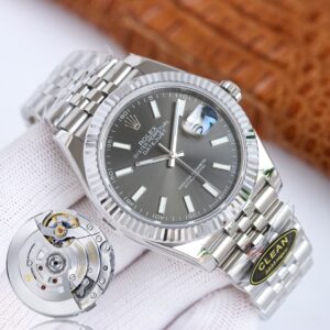 Clean Factory Rolex Datejust 126334 Grey Dial Fluted Bezel Oyster/Jubilee Bracelet 904L Steel 3235 Movement 41mm Mens Watch