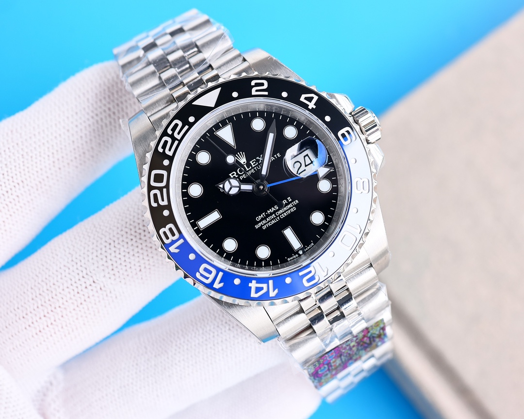 Clean Factory Rolex GMT Master Batman Black Dial Black & Blue Ceramic Bezel Jubilee Bracelet 904L Steel 3186/3285 Movement - Image 2