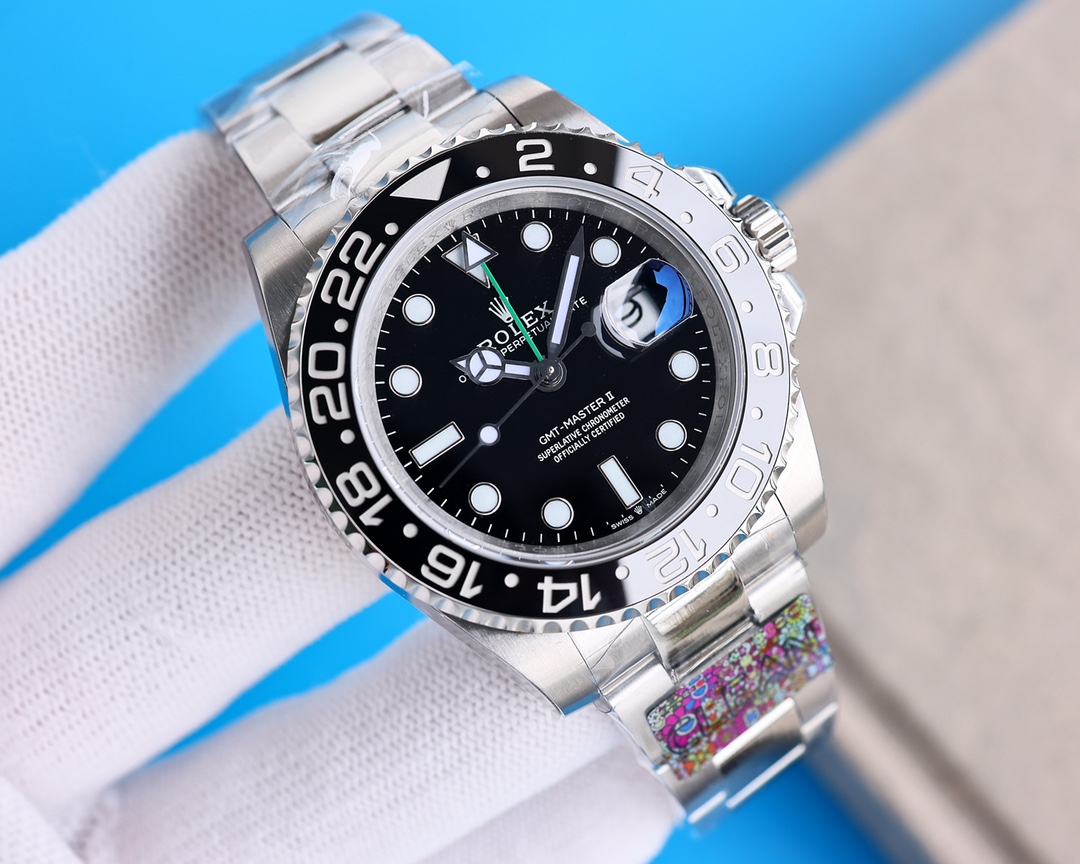 Clean Factory Rolex GMT Master Black Dial Black Ceramic Bezel Jubilee Bracelet 904L Steel 3186/3285 Movement - Image 6