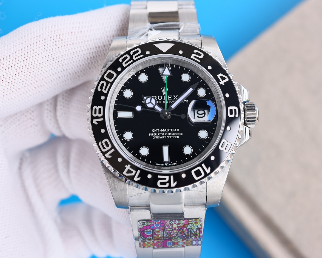 Clean Factory Rolex GMT Master Black Dial Black Ceramic Bezel Jubilee Bracelet 904L Steel 3186/3285 Movement - Image 3