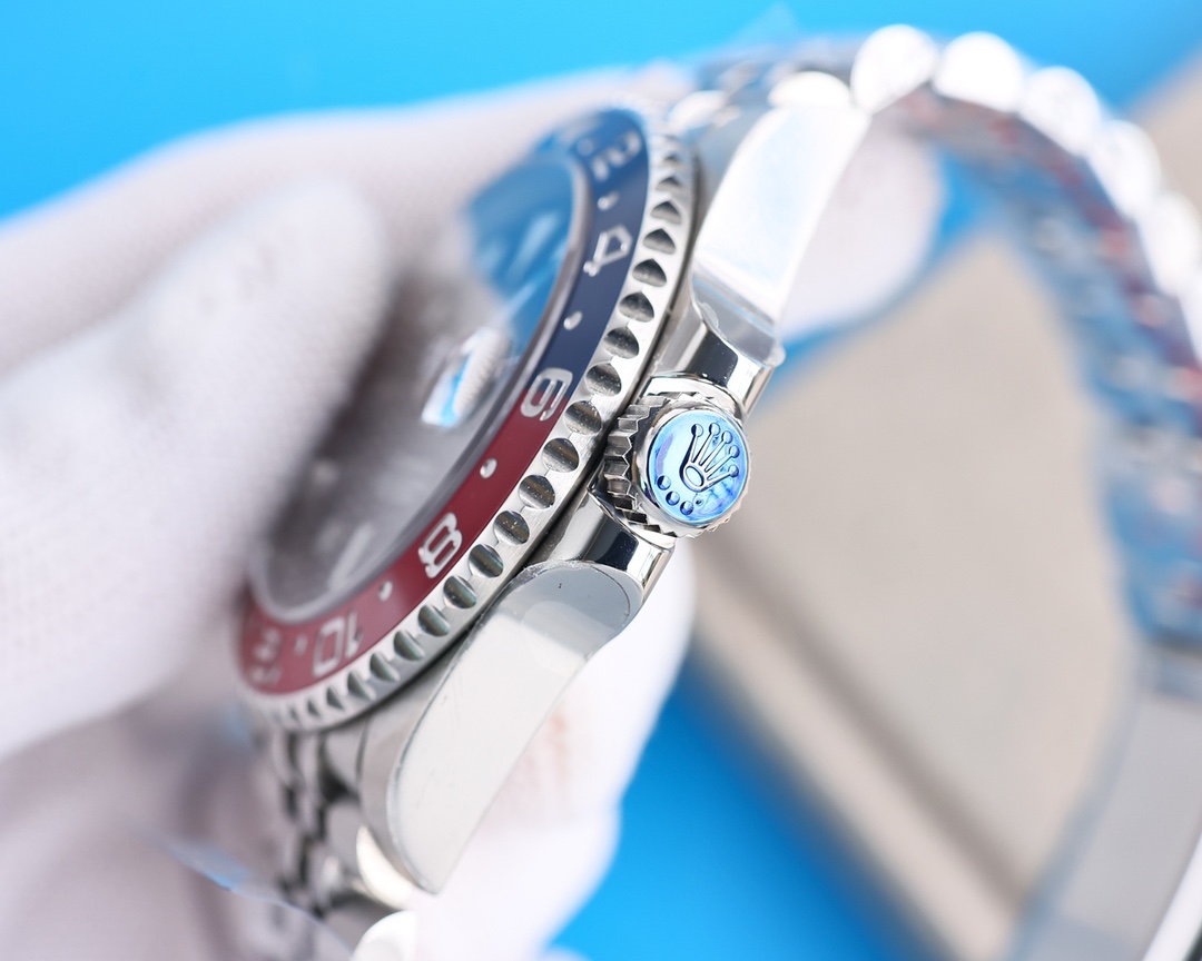 Clean Factory Rolex GMT Master Blue Dial Blue & Red Ceramic Bezel Oyster Bracelet 904L Steel 3186/3285 Movement - Image 9