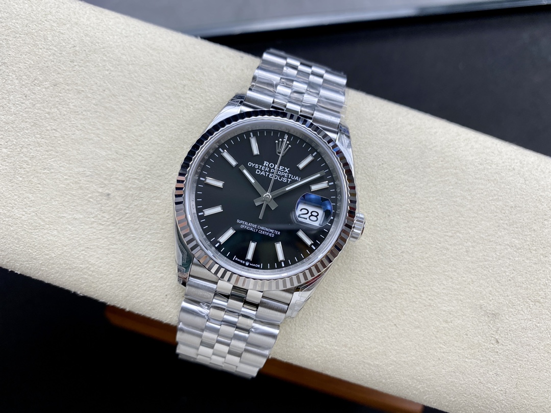 VS Factory Rolex Datejust 126234 Black Dial Fluted Bezel 904L Steel jubilee Bracelet 3235 Movement 36mm - Image 5