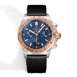 BLS Factory Breitling Chronomat Blue Dial Rose Gold Bezel 316L Steel Case Rubber Strap B01 Movement 42mm