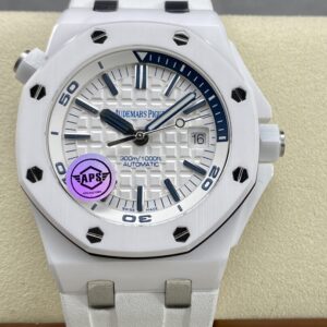 APS Factory Audemars Piguet Royal Oak Off Shore 15707 White Dial Ceramic Bezel&Case Rubber Strap 3120 Movement 42mm