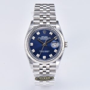 Clean Factory Rolex Datejust 36 Black Diamond Dial Fluted Bezel Jubilee Bracelet 904L Steel 3235 Movement