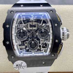 KV Factory Richard Mille RM11-03 Black Ceramic Case White Rubber Strap RMAC3 Movement 50mm