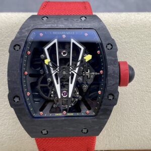 BBR Factory Richard Mille RM27-03 Black Carbon Fiber Case Red Nylon Strap CRMA7 Tourbillon Movement 47.8mm
