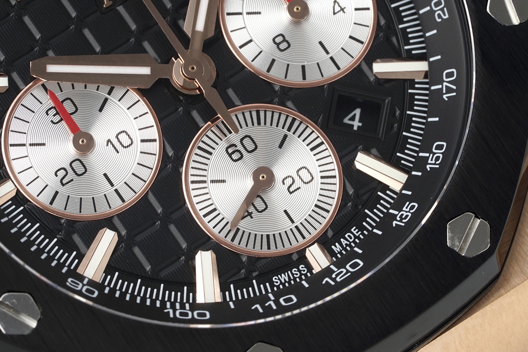 APF Factory Audemars Piguet Royal Oak Offshore 26420 Black Dial Ceramic Bezel Rose Gold Case Rubber Strap 4401 Movement 43mm - Image 5