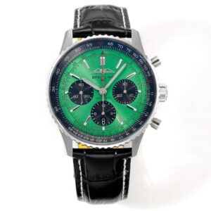 BLS Factory Breitling Navitimer Green&Black Dial 316L Steel Case Black Leather Strap Cal.01 Movement 43mm