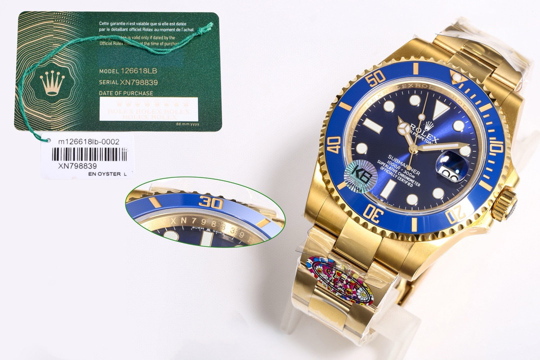 Clean Factory Rolex Submariner Blue Dial Blue & Gold Ceramic Bezel 904L Steel Full With Gold 3135/3235 Movement - Image 9
