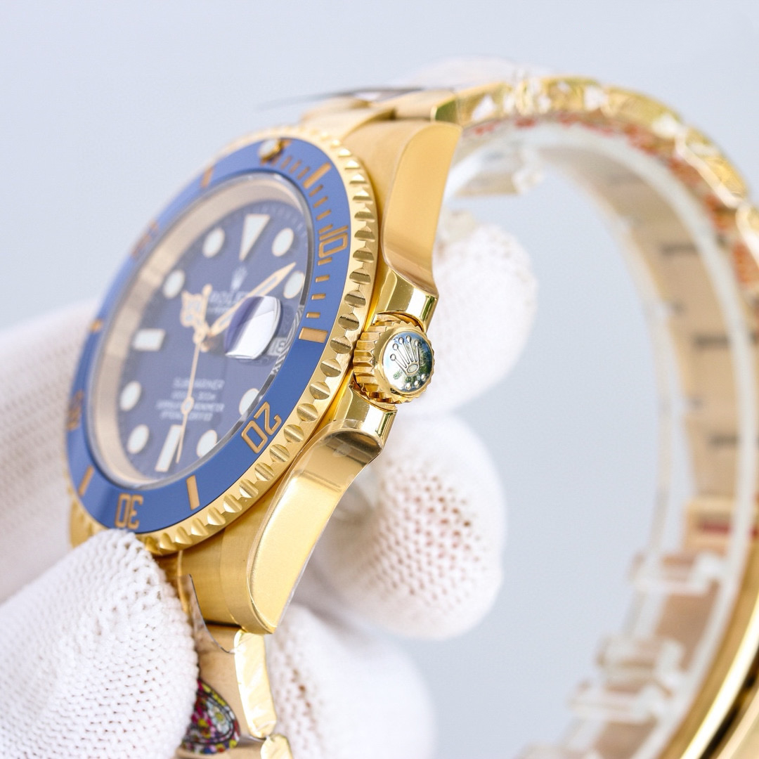 Clean Factory Rolex Submariner Blue Dial Blue & Gold Ceramic Bezel 904L Steel Full With Gold 3135/3235 Movement - Image 5