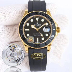 Clean Factory Rolex Yacht Master 42mm Black Dial 904L Steel Yellow Gold Case Oysterflex Rubber Strap 1:1 Best Edition 2836/3235 Movement